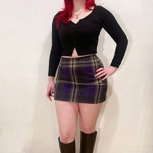 Purple plaid mini skirt